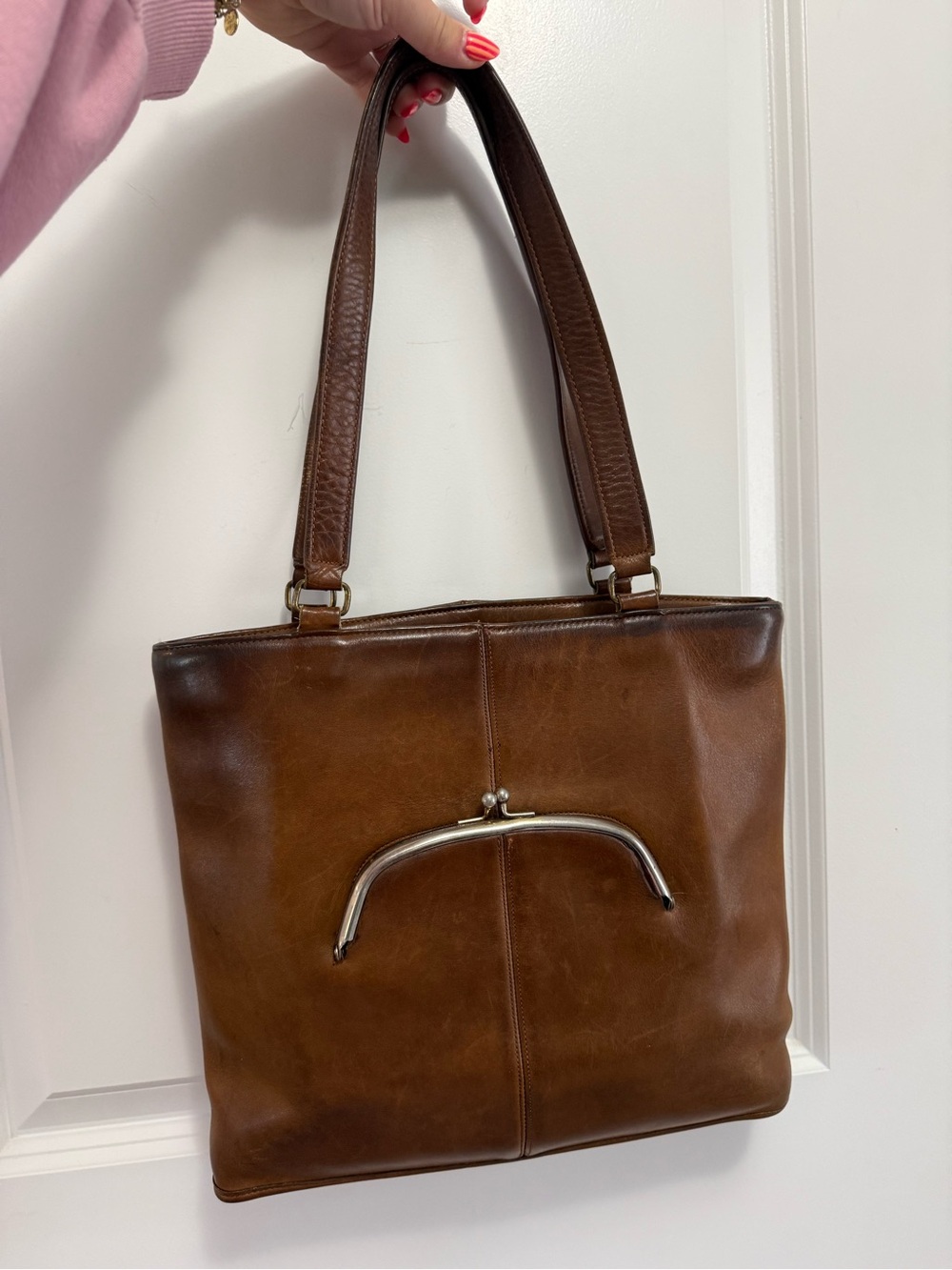 Vintage 70’s Coach Bonnie Cashin Slim Kisslock Tote Glue In